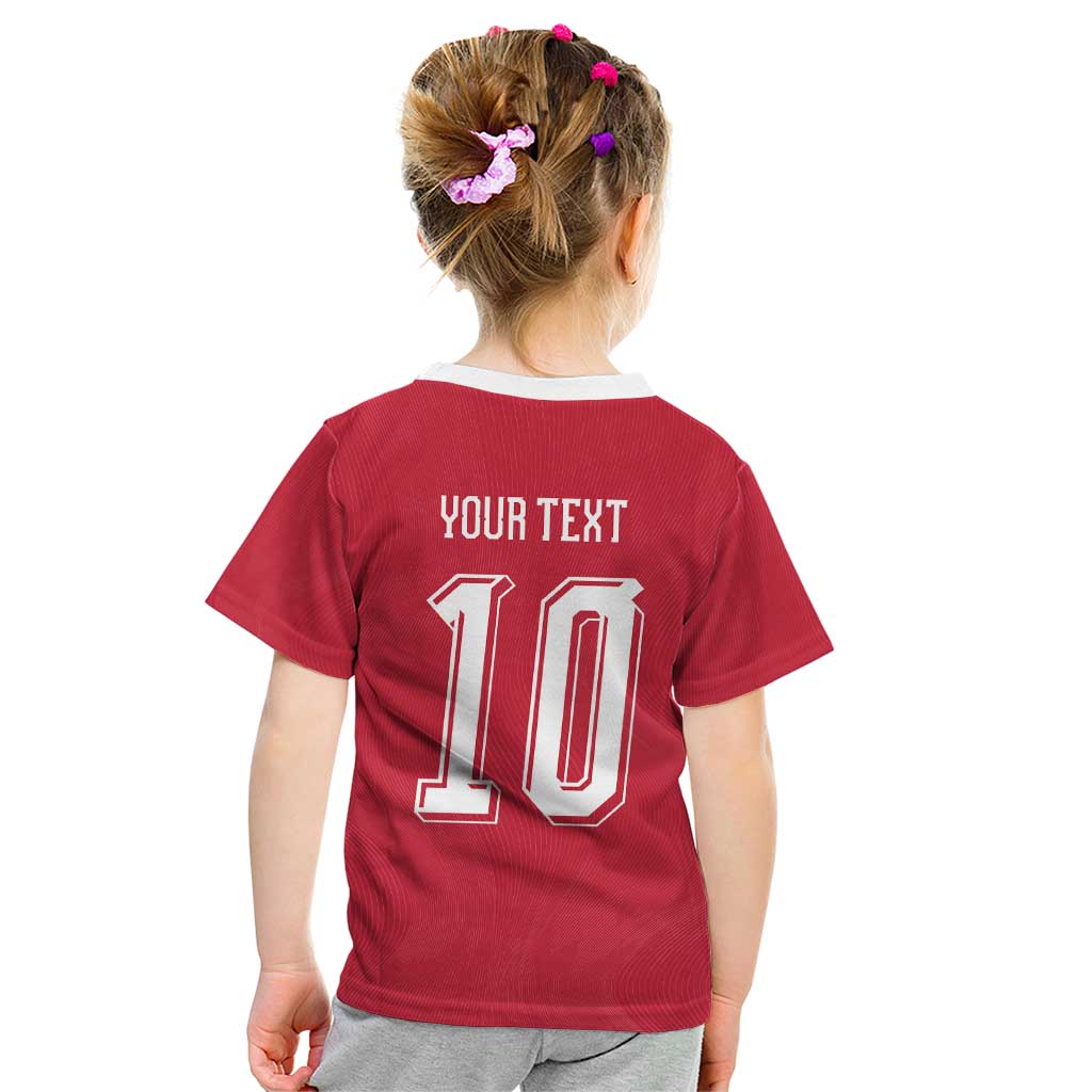 Custom Switzerland National Football Kid T Shirt Abstract Topographic Wave Pattern