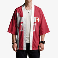 Custom Switzerland National Football Kimono Abstract Topographic Wave Pattern
