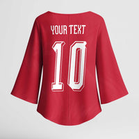 Custom Switzerland National Football Kimono Sleeve Blouse Abstract Topographic Wave Pattern