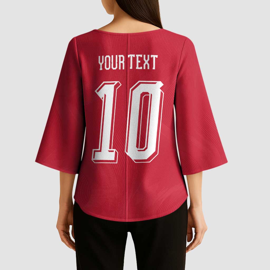 Custom Switzerland National Football Kimono Sleeve Blouse Abstract Topographic Wave Pattern