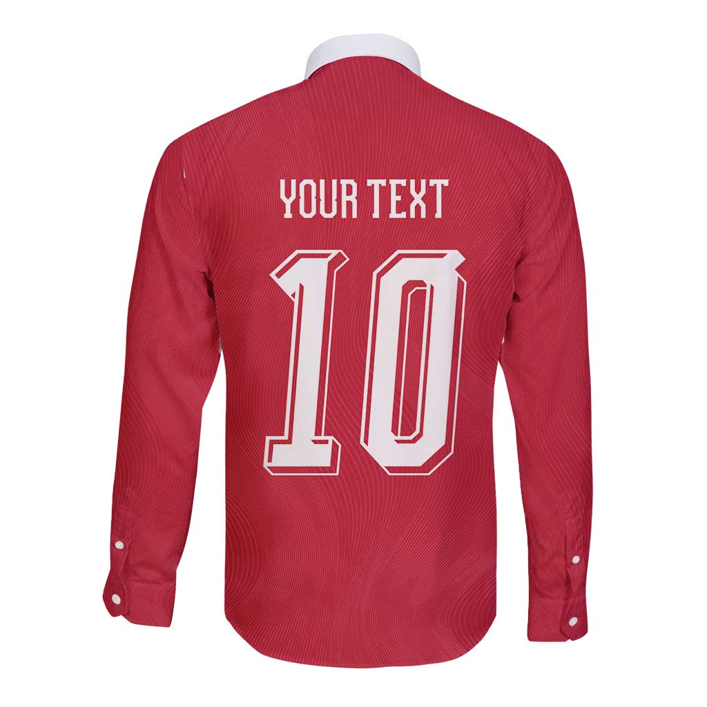 Custom Switzerland National Football Long Sleeve Button Shirt Abstract Topographic Wave Pattern