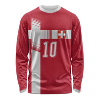 Custom Switzerland National Football Long Sleeve Shirt Abstract Topographic Wave Pattern