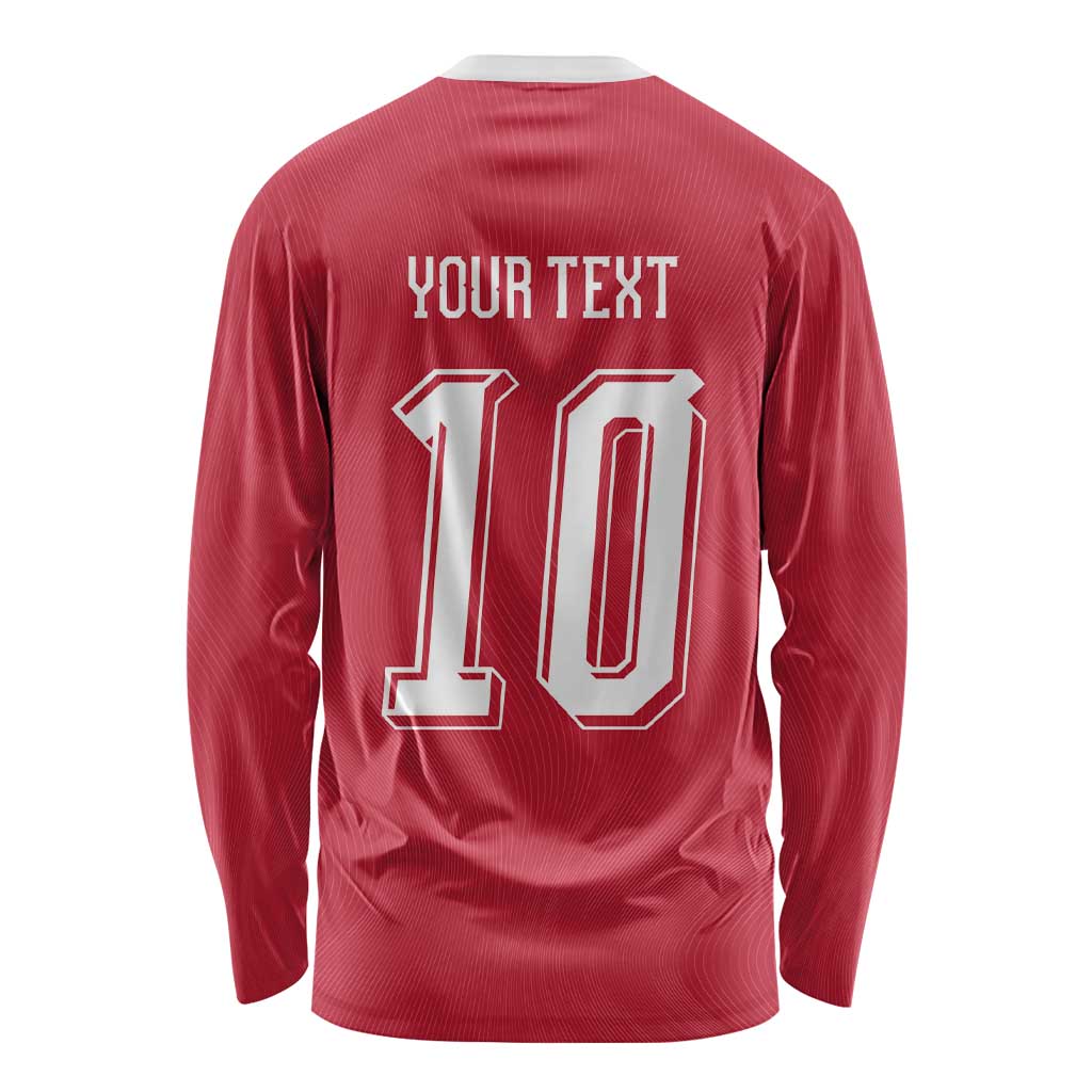 Custom Switzerland National Football Long Sleeve Shirt Abstract Topographic Wave Pattern