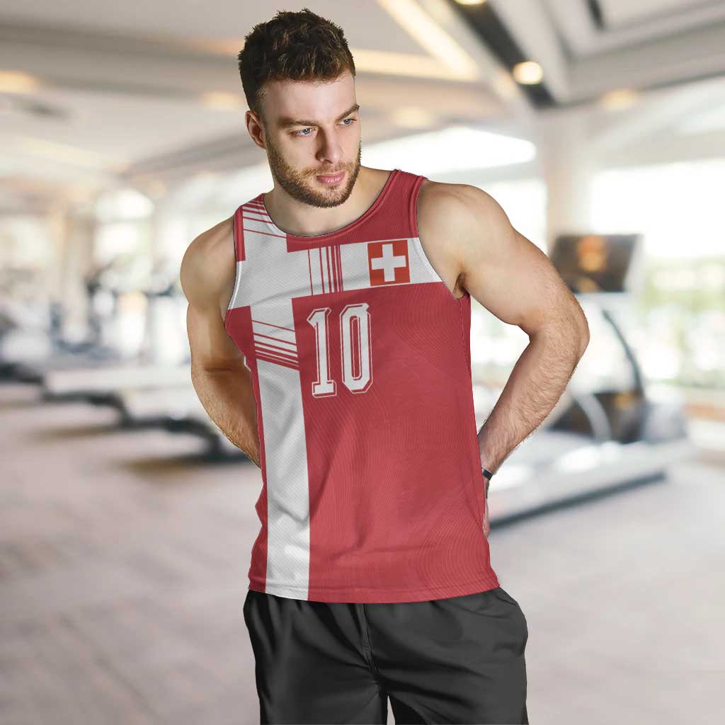 Custom Switzerland National Football Men Tank Top Abstract Topographic Wave Pattern