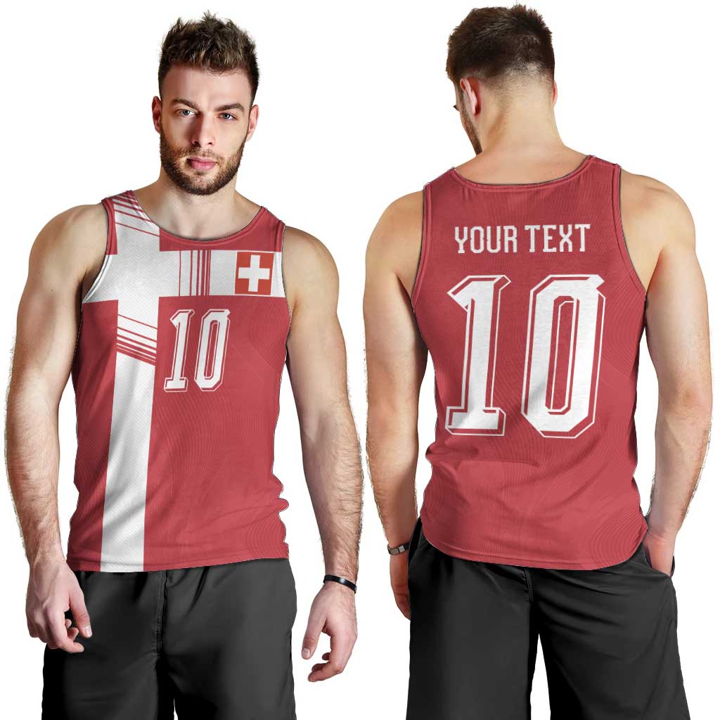 Custom Switzerland National Football Men Tank Top Abstract Topographic Wave Pattern