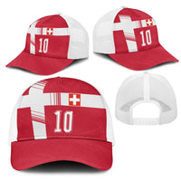 Custom Switzerland National Football Mesh Trucker Cap Abstract Topographic Wave Pattern