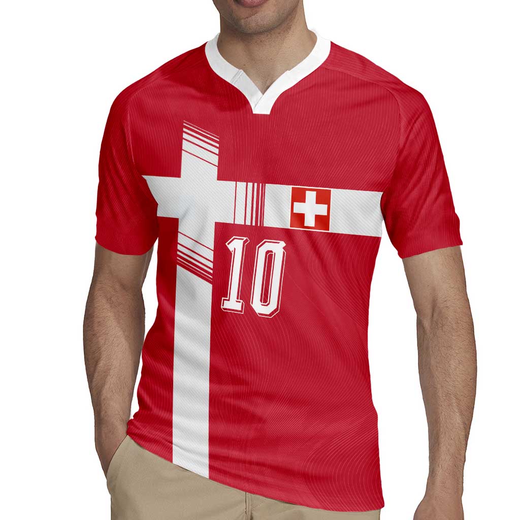 Custom Switzerland National Football Rugby Jersey Abstract Topographic Wave Pattern