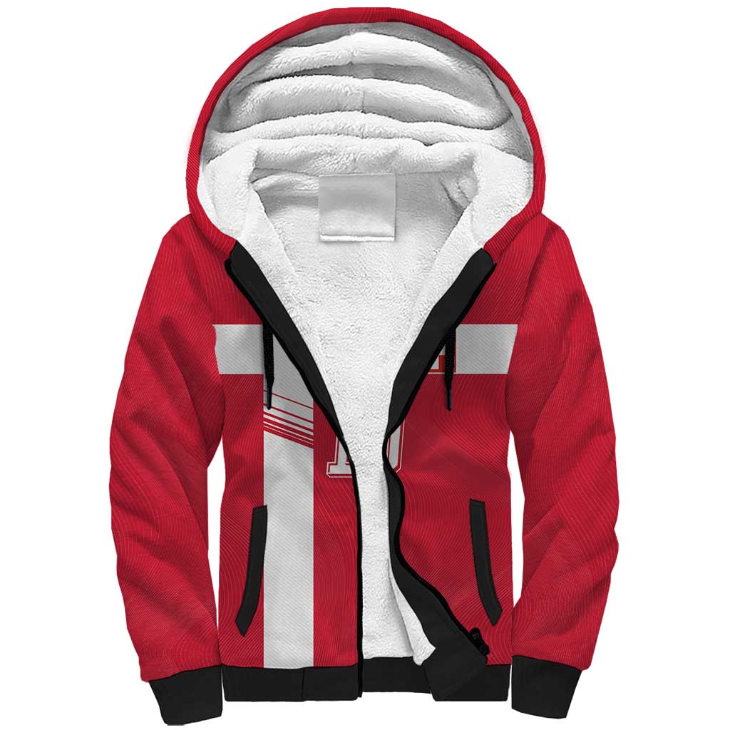 Custom Switzerland National Football Sherpa Hoodie Abstract Topographic Wave Pattern