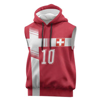 Custom Switzerland National Football Sleeveless Hoodie Abstract Topographic Wave Pattern