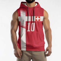 Custom Switzerland National Football Sleeveless Hoodie Abstract Topographic Wave Pattern