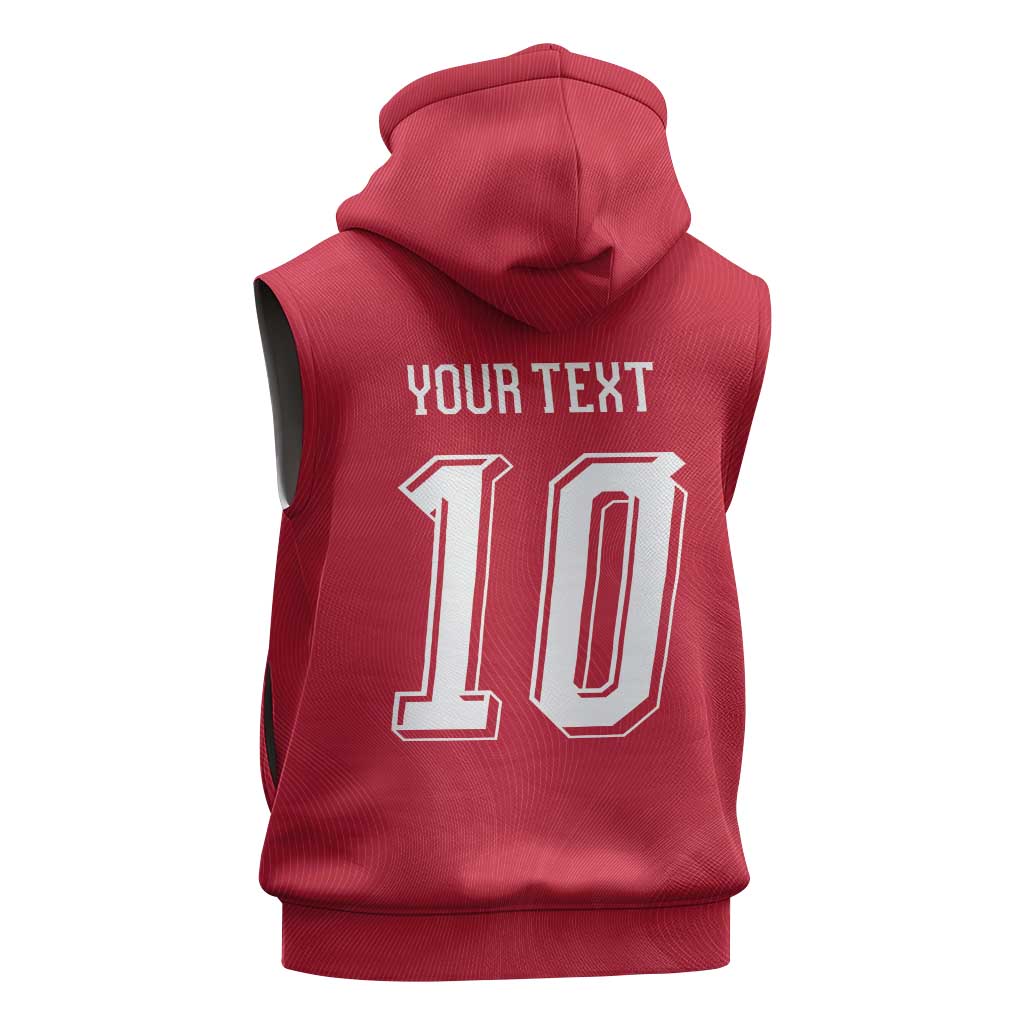 Custom Switzerland National Football Sleeveless Zip Hoodie Abstract Topographic Wave Pattern