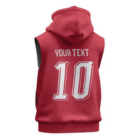 Custom Switzerland National Football Sleeveless Zip Hoodie Abstract Topographic Wave Pattern