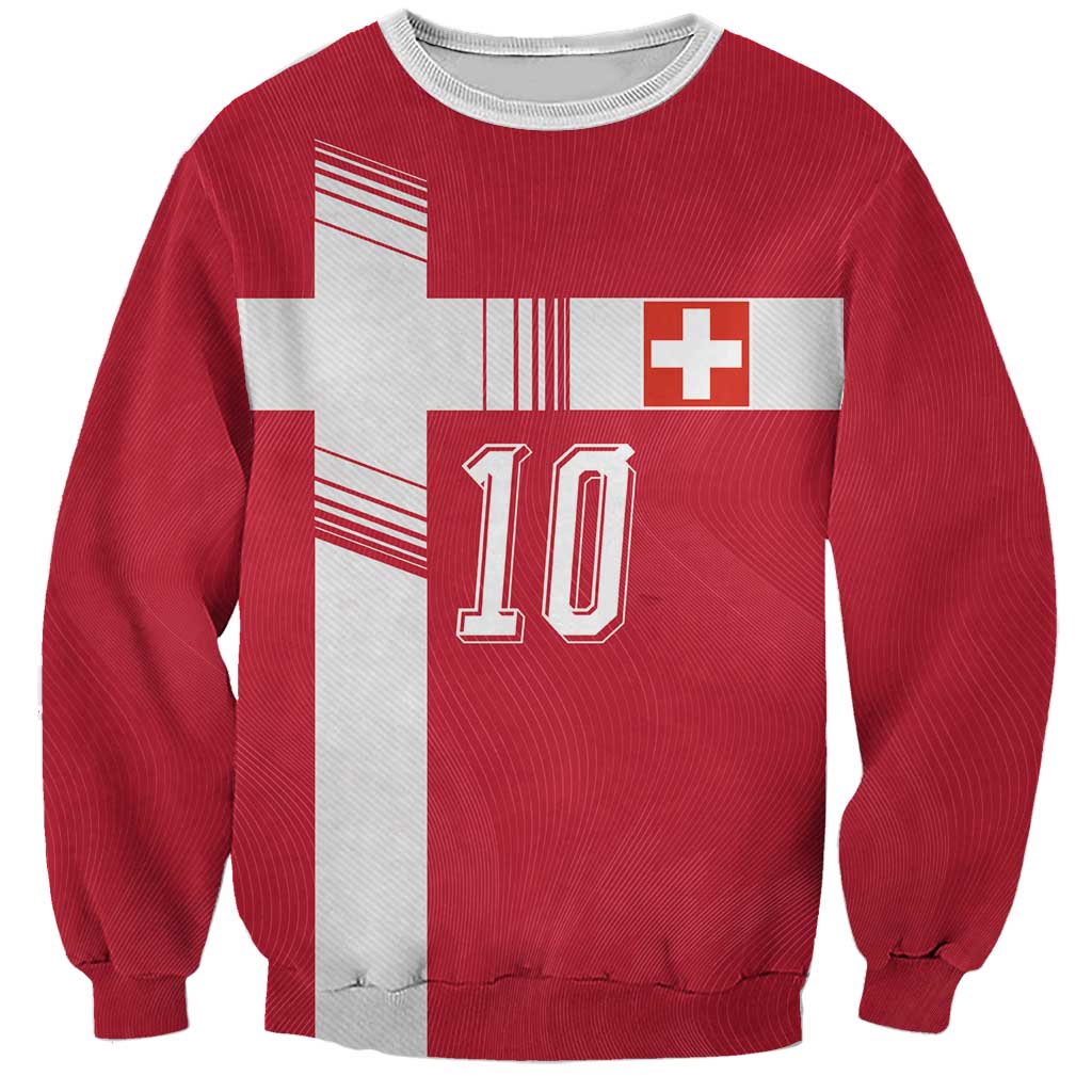 Custom Switzerland National Football Sweatshirt Abstract Topographic Wave Pattern
