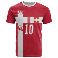 Custom Switzerland National Football T Shirt Abstract Topographic Wave Pattern