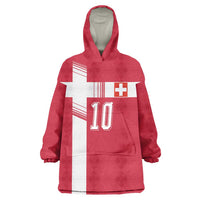 Custom Switzerland National Football Wearable Blanket Hoodie Abstract Topographic Wave Pattern