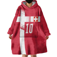 Custom Switzerland National Football Wearable Blanket Hoodie Abstract Topographic Wave Pattern