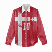 Custom Switzerland National Football Women Casual Shirt Abstract Topographic Wave Pattern