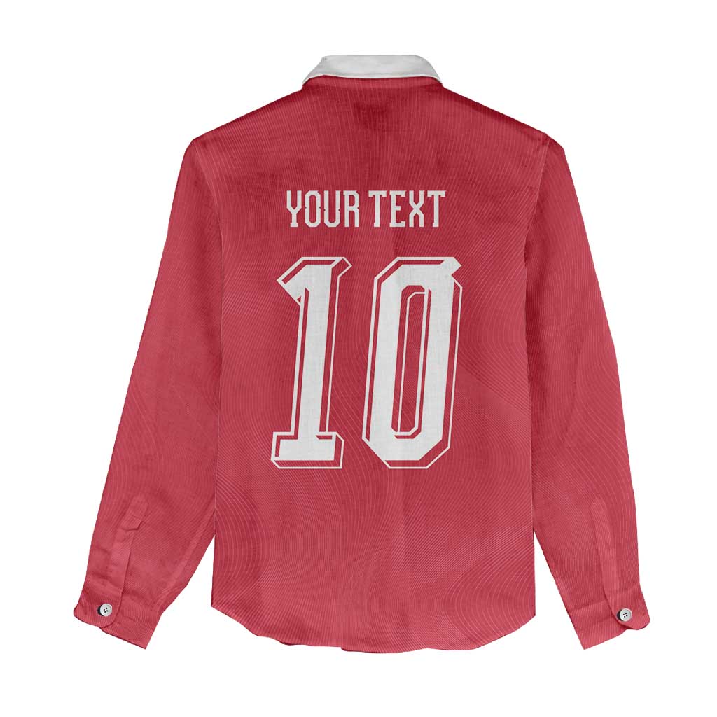 Custom Switzerland National Football Women Casual Shirt Abstract Topographic Wave Pattern
