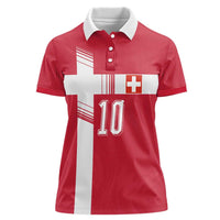 Custom Switzerland National Football Women Polo Shirt Abstract Topographic Wave Pattern