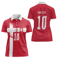 Custom Switzerland National Football Women Polo Shirt Abstract Topographic Wave Pattern