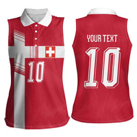 Custom Switzerland National Football Women Sleeveless Polo Shirt Abstract Topographic Wave Pattern