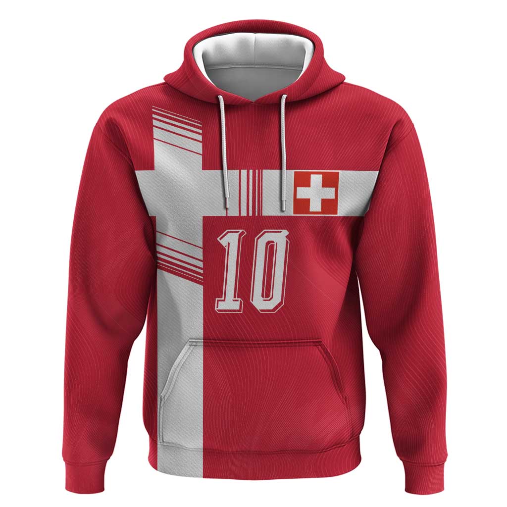 Custom Switzerland National Football Zip Hoodie Abstract Topographic Wave Pattern