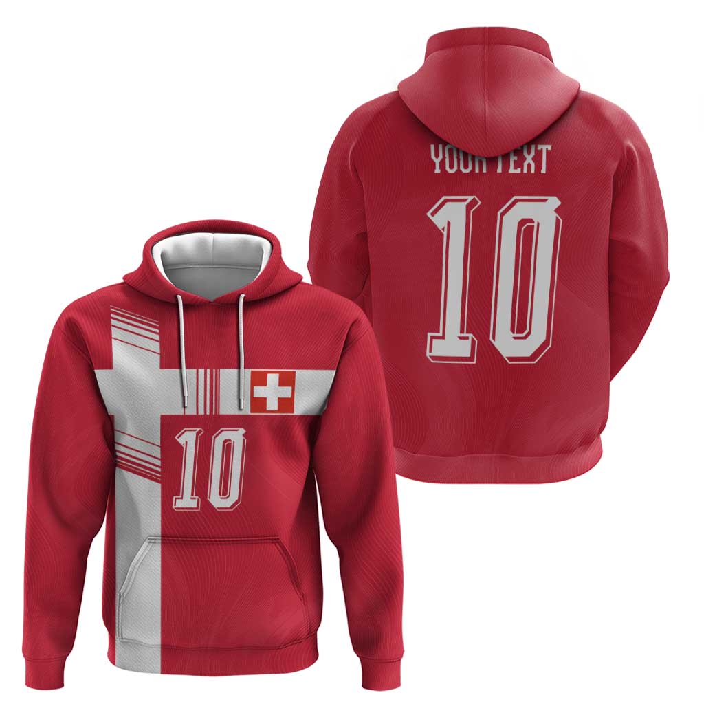 Custom Switzerland National Football Zip Hoodie Abstract Topographic Wave Pattern