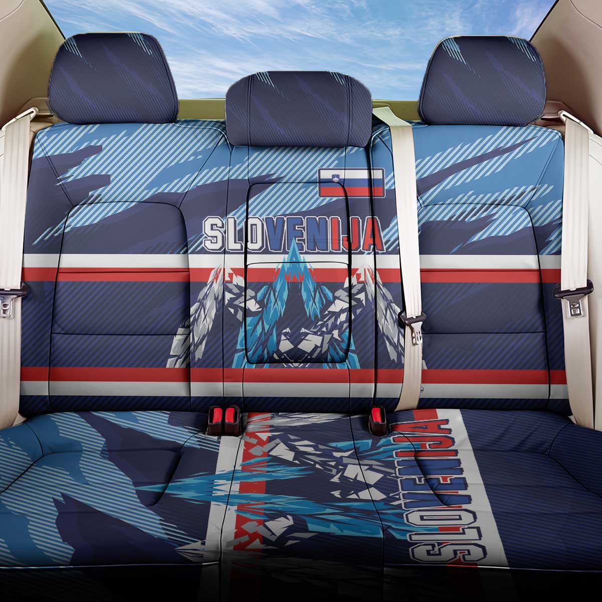 Slovenia Sport Fan Jersey Back Car Seat Cover Broken Ice Style Patterns - Wonder Print Shop