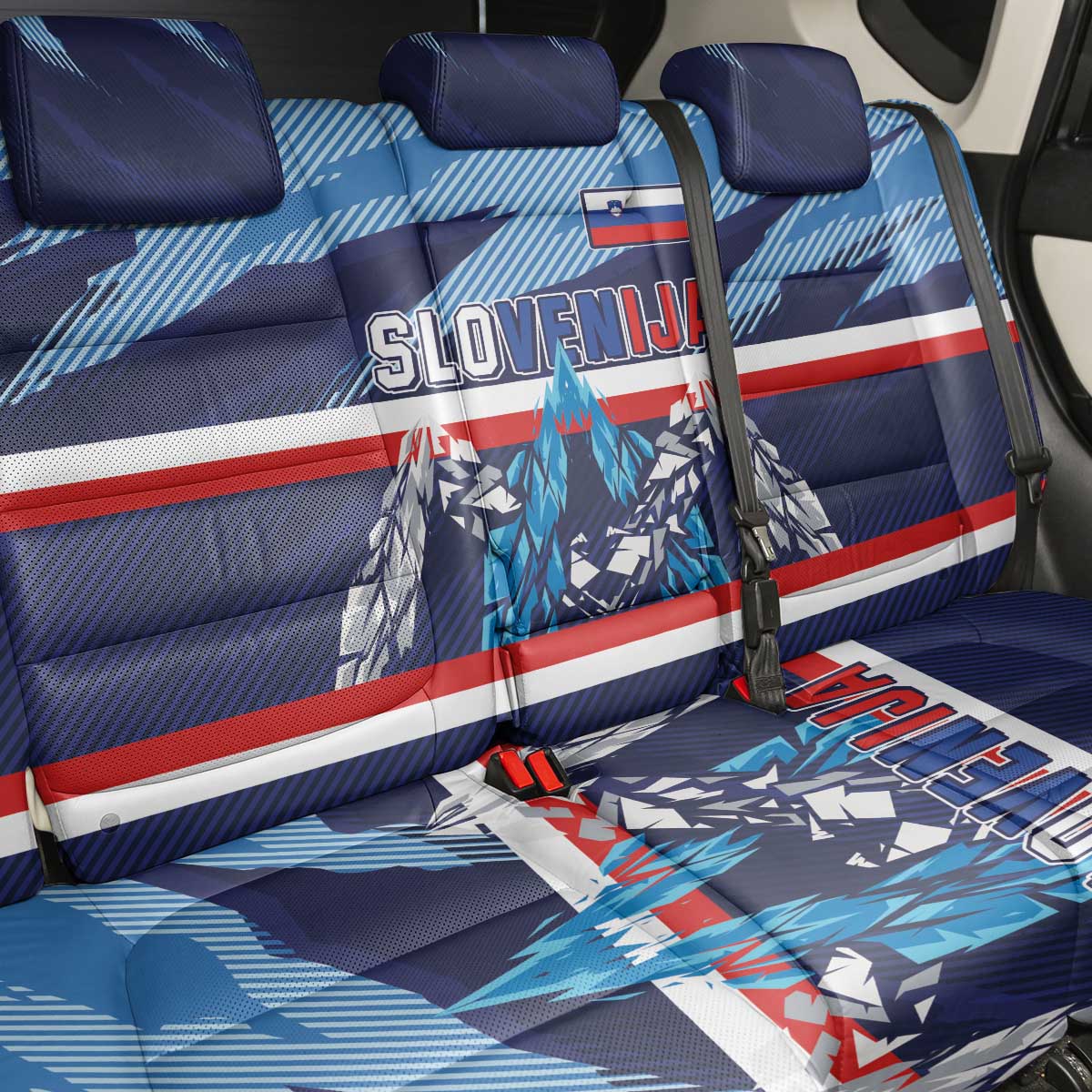 Slovenia Sport Fan Jersey Back Car Seat Cover Broken Ice Style Patterns - Wonder Print Shop
