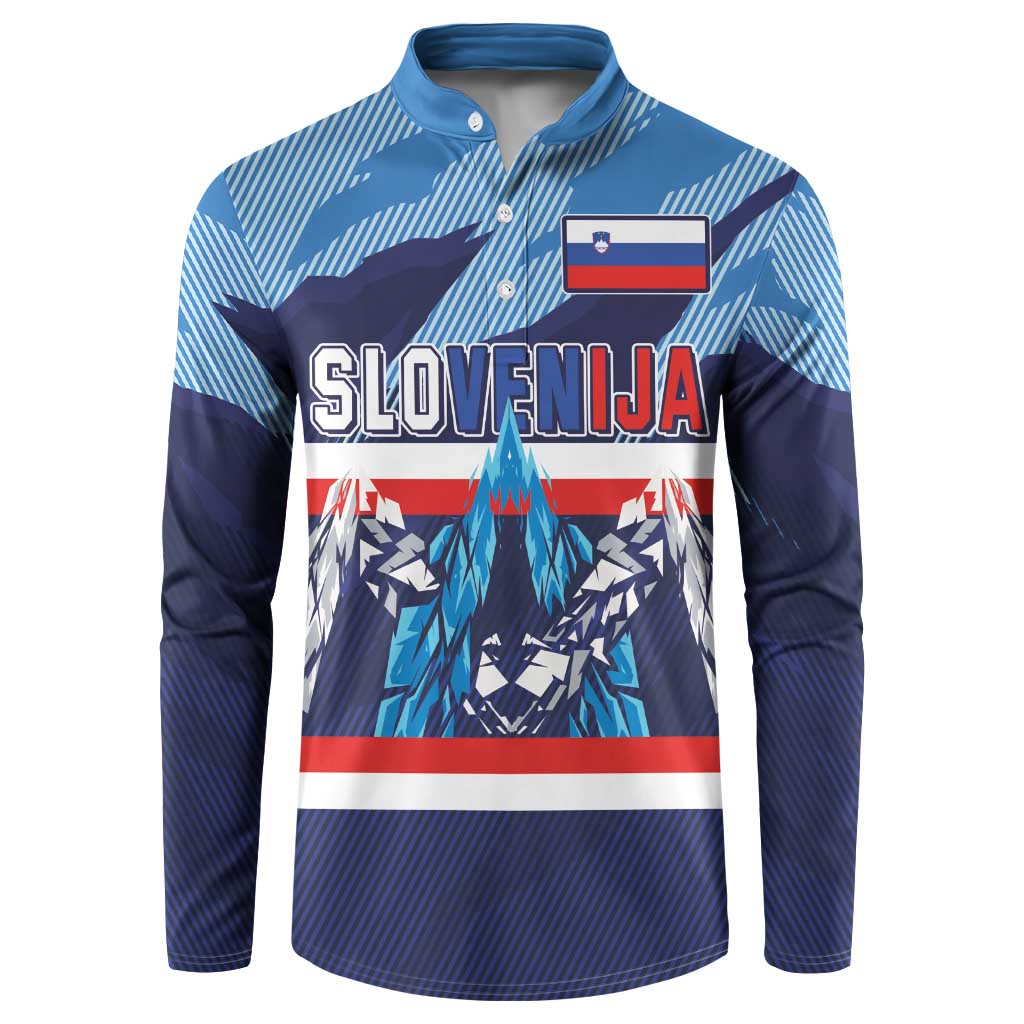 Custom Slovenia Sport Fan Jersey Button Sweatshirt Broken Ice Style Patterns - Wonder Print Shop