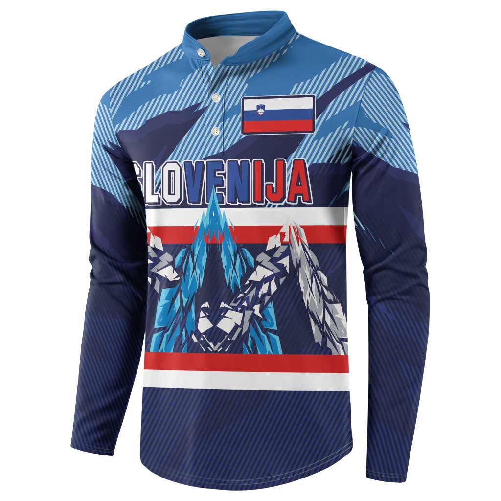 Custom Slovenia Sport Fan Jersey Button Sweatshirt Broken Ice Style Patterns - Wonder Print Shop