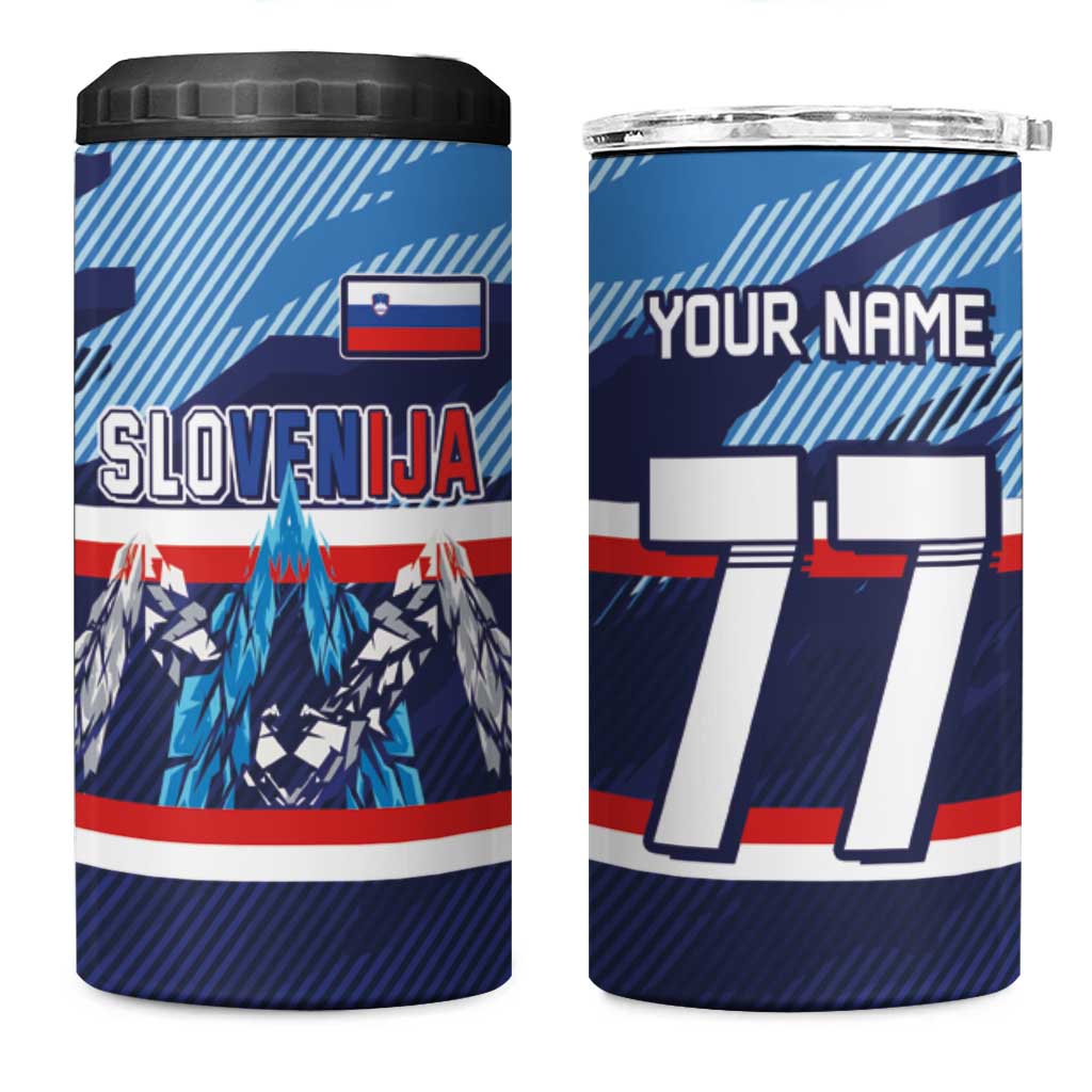Custom Slovenia Sport Fan Jersey 4 in 1 Can Cooler Tumbler Broken Ice Style Patterns - Wonder Print Shop