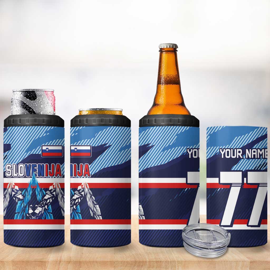 Custom Slovenia Sport Fan Jersey 4 in 1 Can Cooler Tumbler Broken Ice Style Patterns - Wonder Print Shop