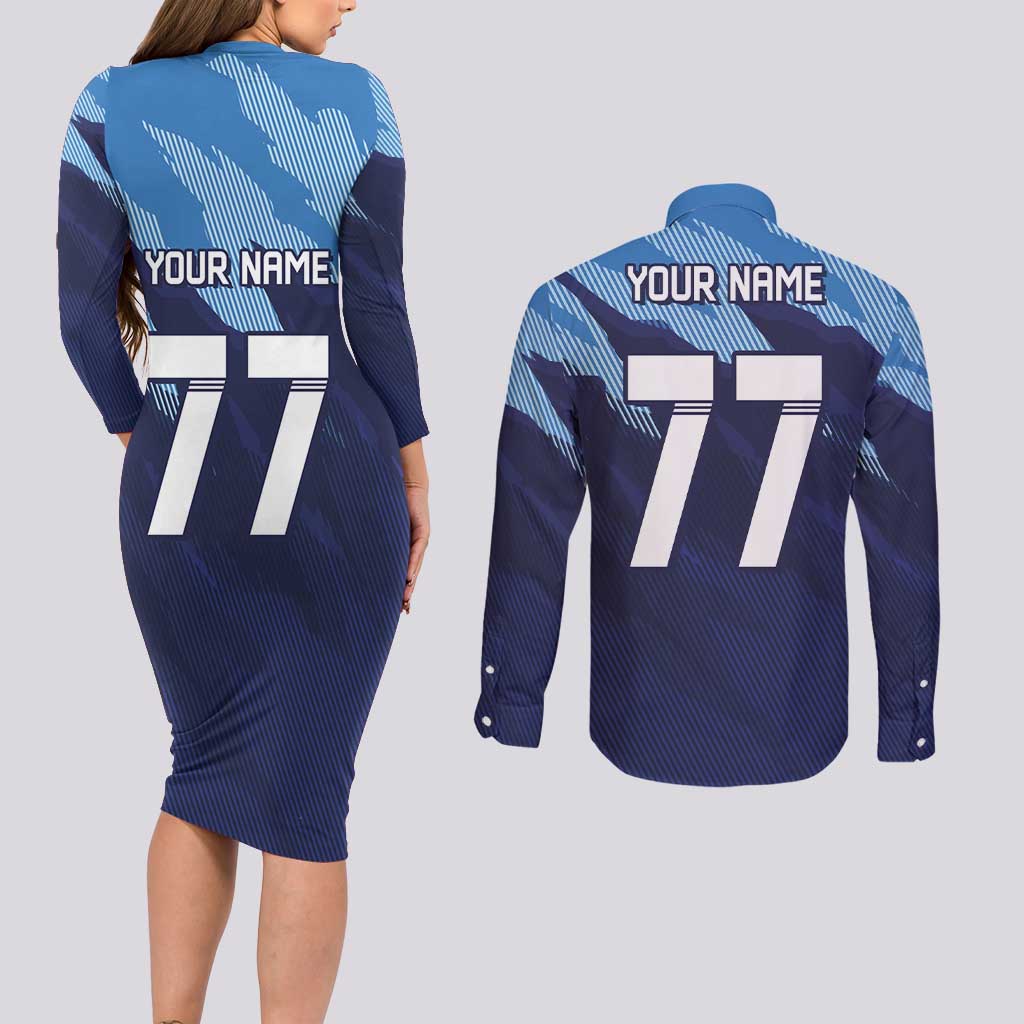 Custom Slovenia Sport Fan Jersey Couples Matching Long Sleeve Bodycon Dress and Long Sleeve Button Shirt Broken Ice Style Patterns - Wonder Print Shop
