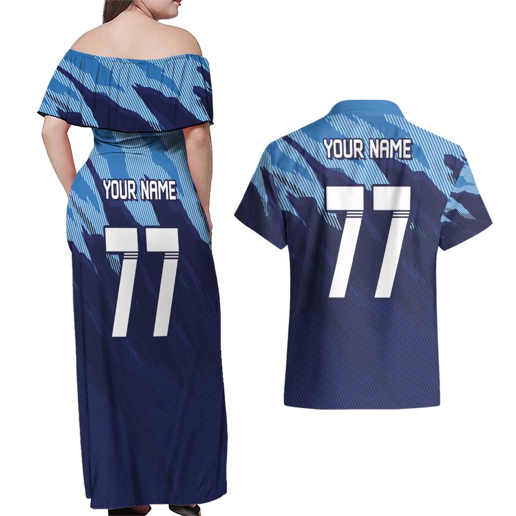 Custom Slovenia Sport Fan Jersey Couples Matching Off Shoulder Maxi Dress and Hawaiian Shirt Broken Ice Style Patterns - Wonder Print Shop