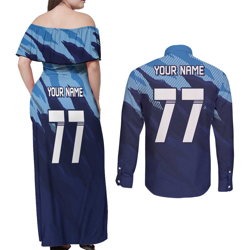 Custom Slovenia Sport Fan Jersey Couples Matching Off Shoulder Maxi Dress and Long Sleeve Button Shirt Broken Ice Style Patterns - Wonder Print Shop