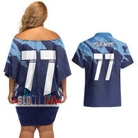 Custom Slovenia Sport Fan Jersey Couples Matching Off Shoulder Short Dress and Hawaiian Shirt Broken Ice Style Patterns - Wonder Print Shop