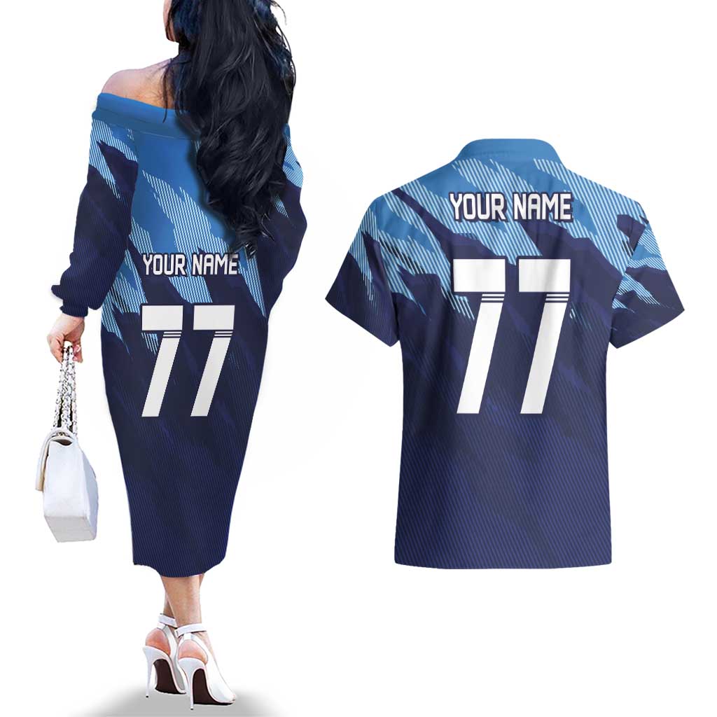 Custom Slovenia Sport Fan Jersey Couples Matching Off The Shoulder Long Sleeve Dress and Hawaiian Shirt Broken Ice Style Patterns - Wonder Print Shop