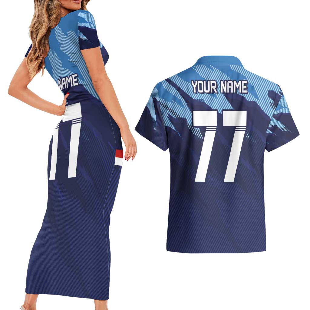 Custom Slovenia Sport Fan Jersey Couples Matching Short Sleeve Bodycon Dress and Hawaiian Shirt Broken Ice Style Patterns - Wonder Print Shop