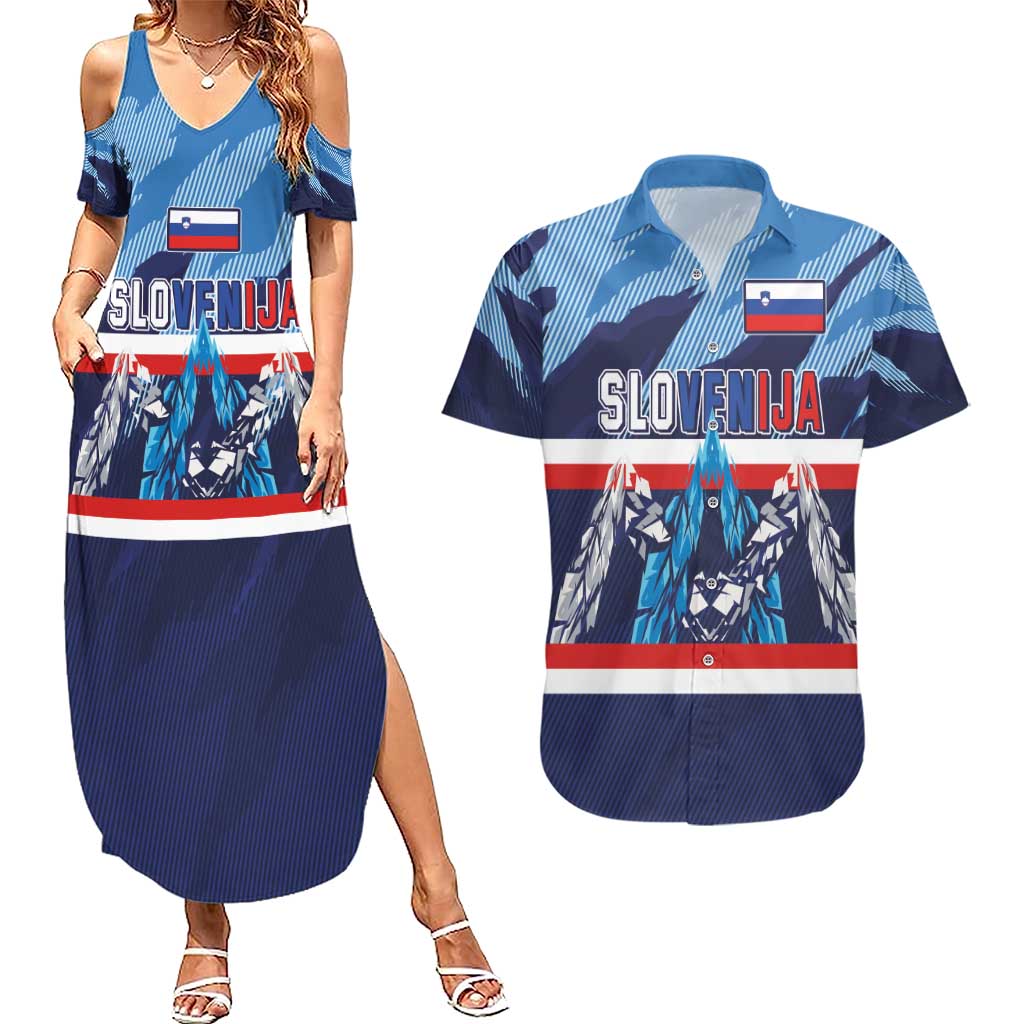 Custom Slovenia Sport Fan Jersey Couples Matching Summer Maxi Dress and Hawaiian Shirt Broken Ice Style Patterns - Wonder Print Shop