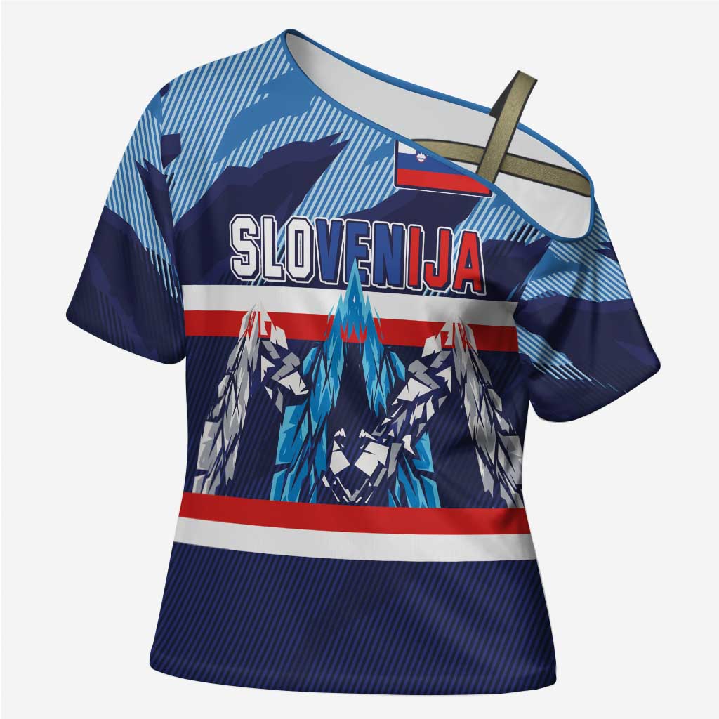 Custom Slovenia Sport Fan Jersey Cross Shoulder Shirt Broken Ice Style Patterns - Wonder Print Shop