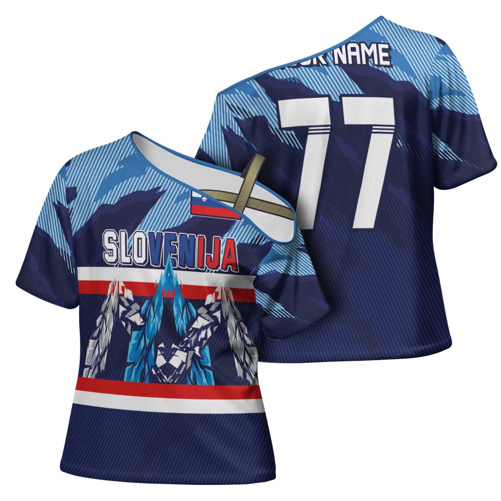 Custom Slovenia Sport Fan Jersey Cross Shoulder Shirt Broken Ice Style Patterns - Wonder Print Shop
