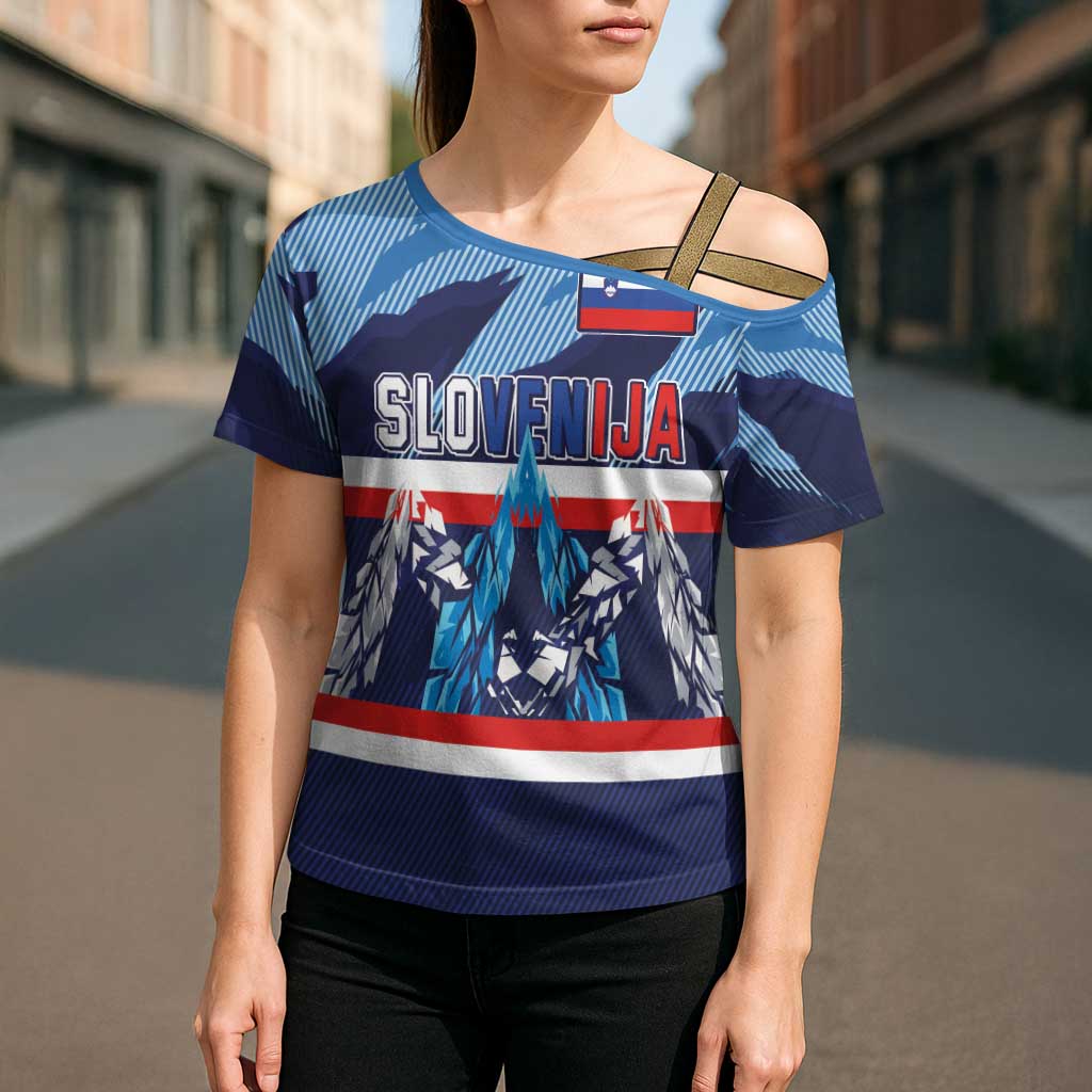 Custom Slovenia Sport Fan Jersey Cross Shoulder Shirt Broken Ice Style Patterns - Wonder Print Shop