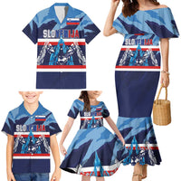 Custom Slovenia Sport Fan Jersey Family Matching Mermaid Dress and Hawaiian Shirt Broken Ice Style Patterns - Wonder Print Shop