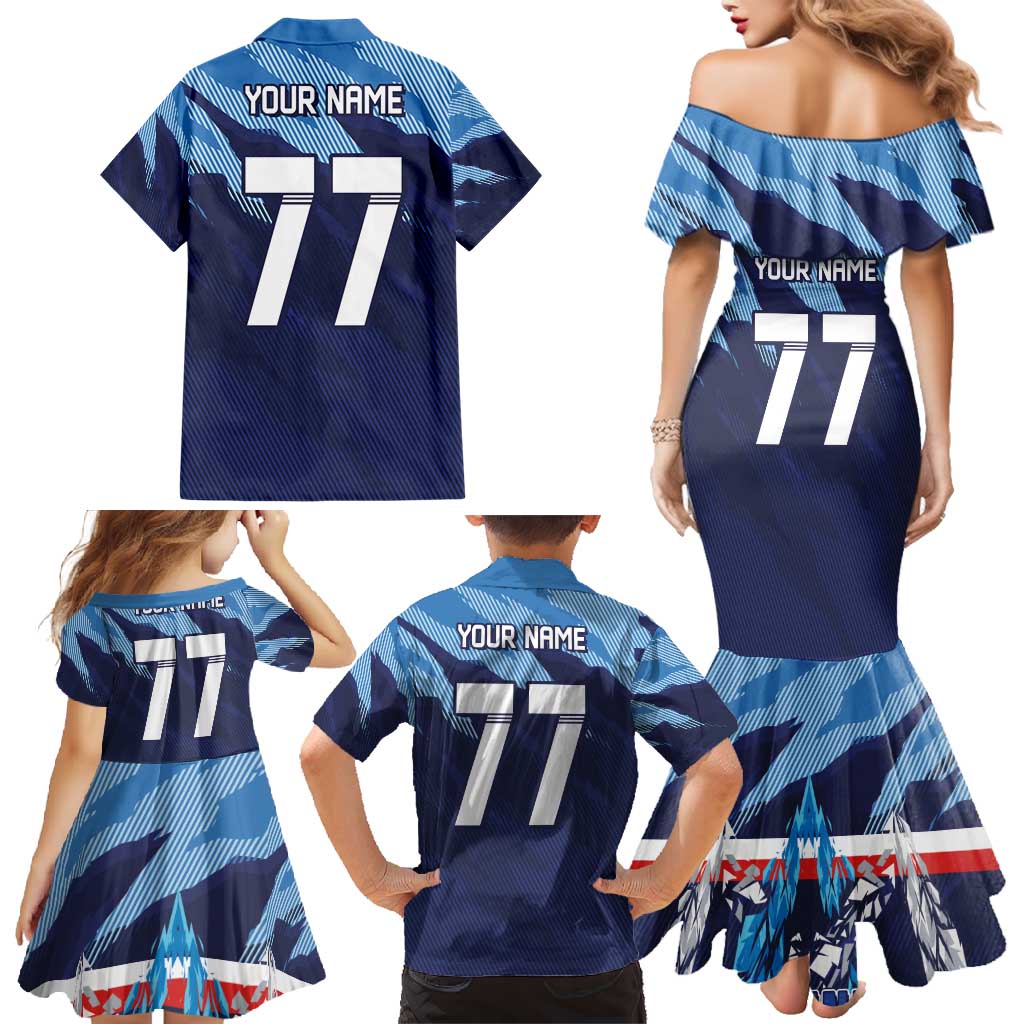 Custom Slovenia Sport Fan Jersey Family Matching Mermaid Dress and Hawaiian Shirt Broken Ice Style Patterns - Wonder Print Shop