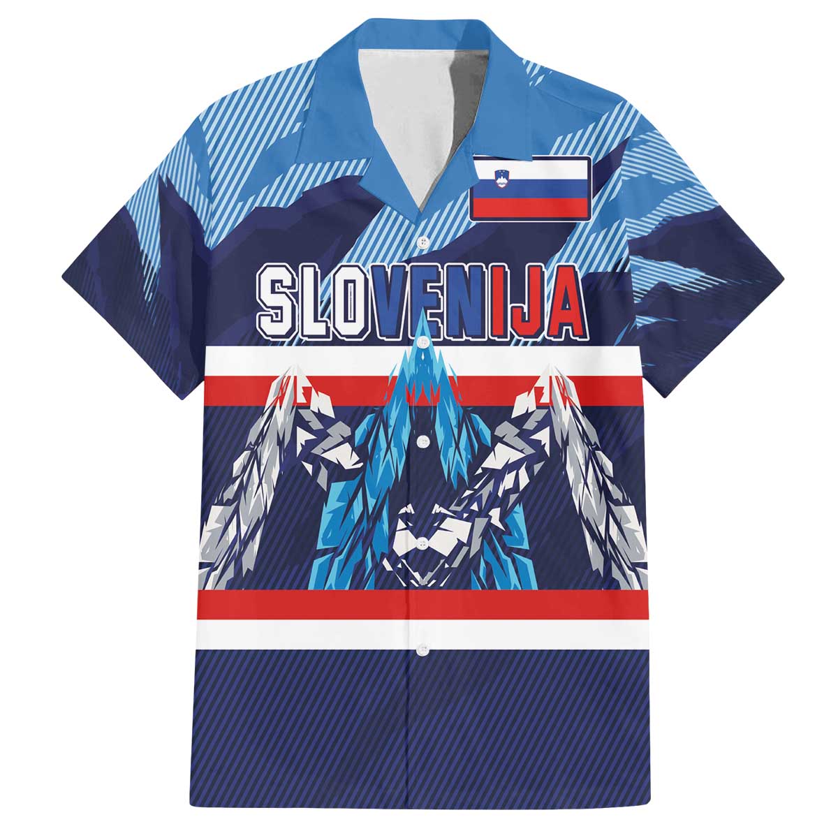 Custom Slovenia Sport Fan Jersey Family Matching Off The Shoulder Long Sleeve Dress and Hawaiian Shirt Broken Ice Style Patterns - Wonder Print Shop