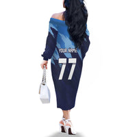 Custom Slovenia Sport Fan Jersey Family Matching Off The Shoulder Long Sleeve Dress and Hawaiian Shirt Broken Ice Style Patterns - Wonder Print Shop