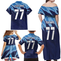 Custom Slovenia Sport Fan Jersey Family Matching Off Shoulder Maxi Dress and Hawaiian Shirt Broken Ice Style Patterns - Wonder Print Shop