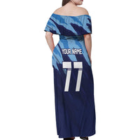 Custom Slovenia Sport Fan Jersey Family Matching Off Shoulder Maxi Dress and Hawaiian Shirt Broken Ice Style Patterns - Wonder Print Shop