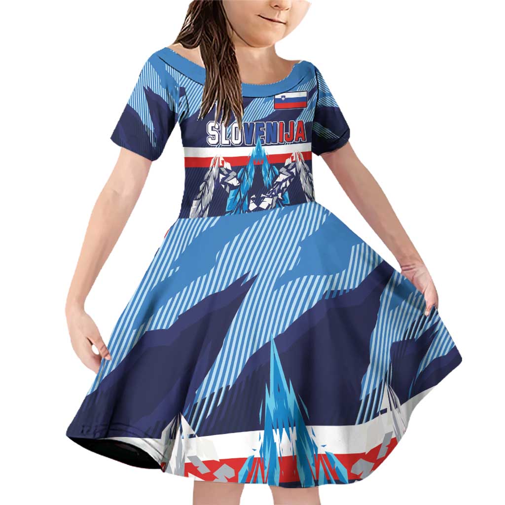 Custom Slovenia Sport Fan Jersey Family Matching Off Shoulder Short Dress and Hawaiian Shirt Broken Ice Style Patterns - Wonder Print Shop